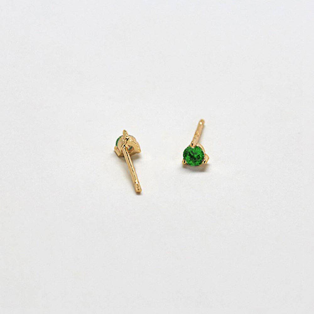 Green CZ Round Stud Earrings - Proper