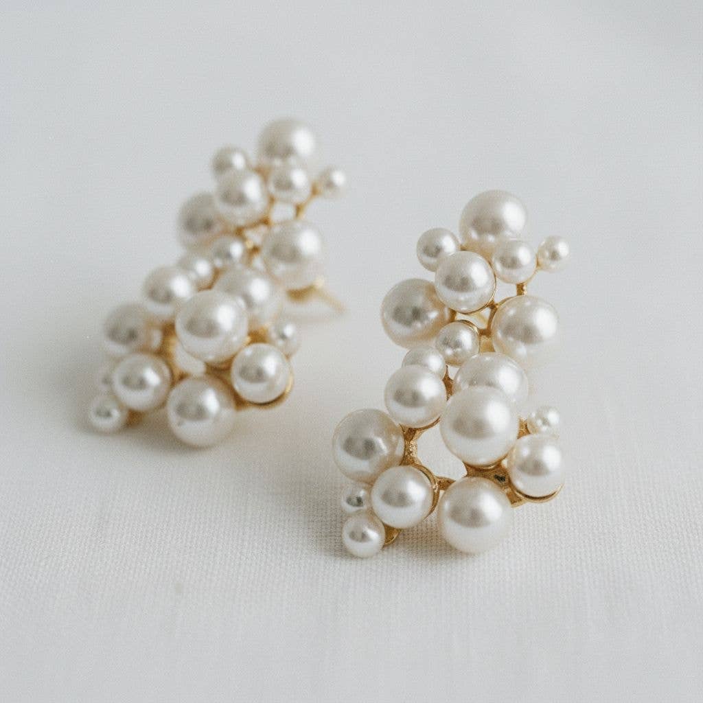 Pearl Cluster Drop Earrings