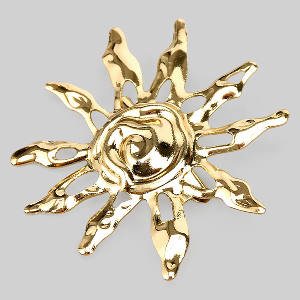 TEXTURED SPIRAL SUN BROOCH PIN - Proper