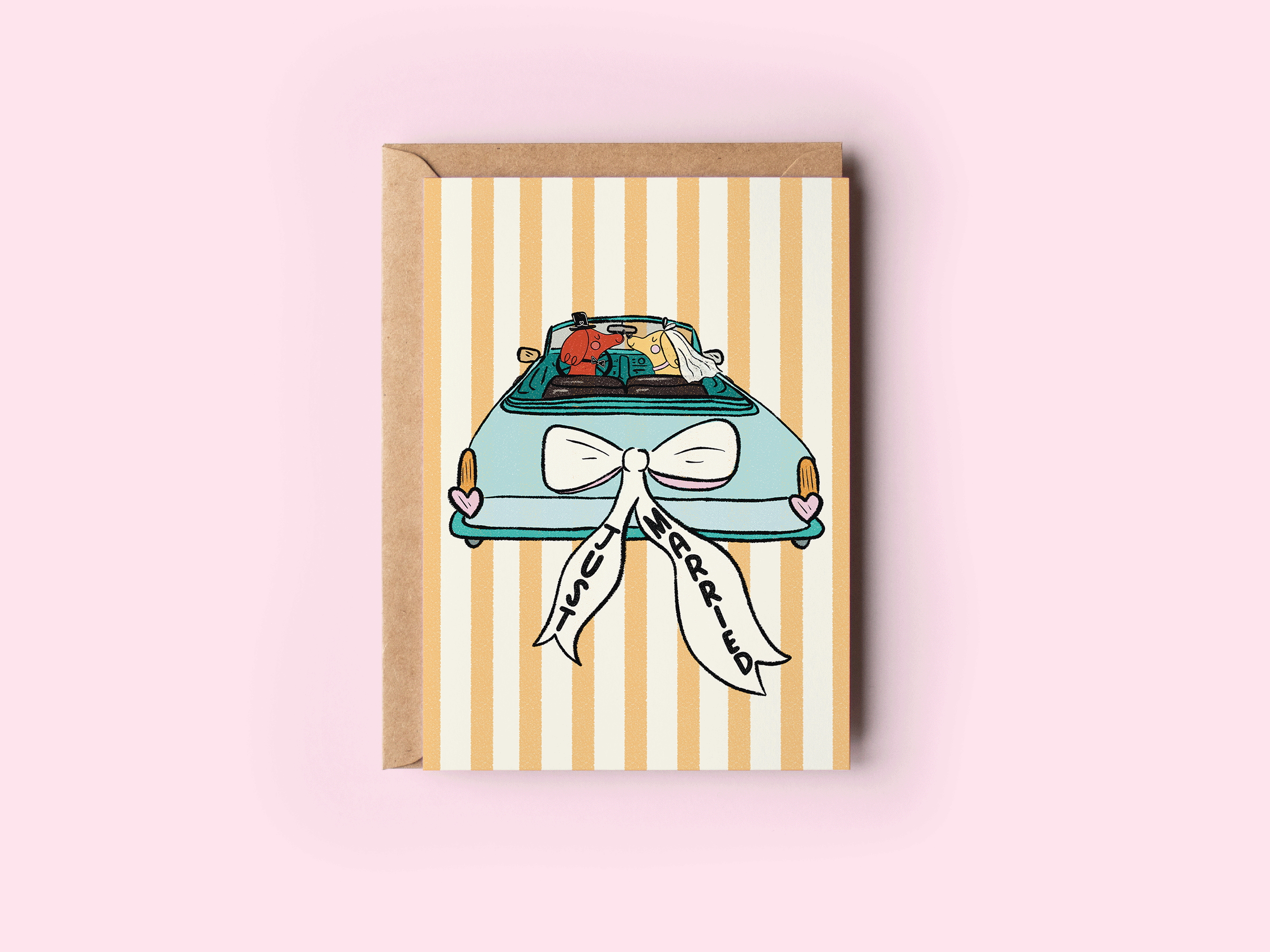 Just Married Dogs in Love Wedding Greeting Card - Proper