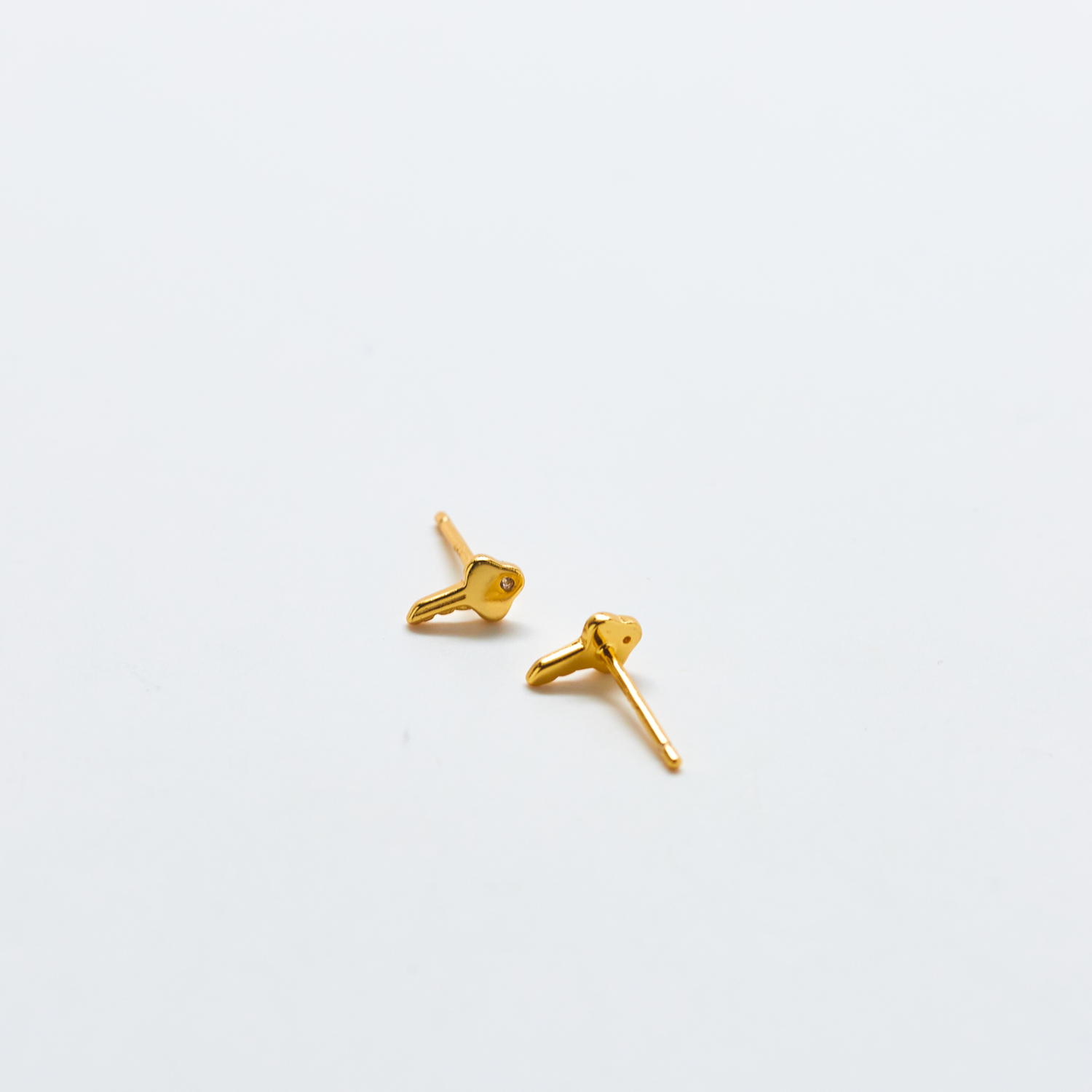 Gold Pavé Key Stud Earrings - Proper