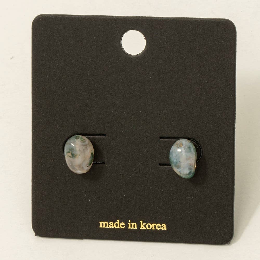 Polished Round Stone Stud Earrings - Proper