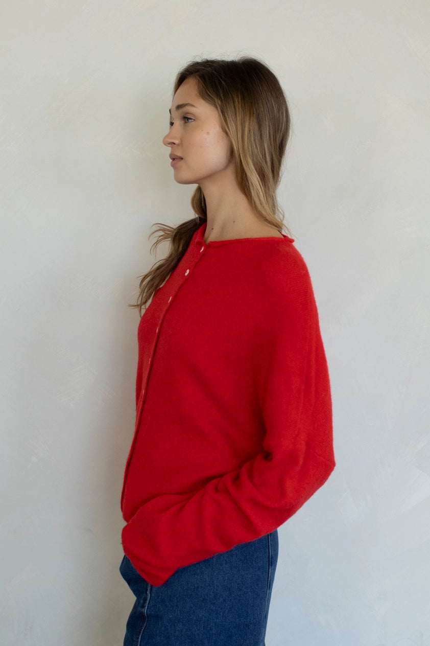 Tomato Red Piper Cardigan