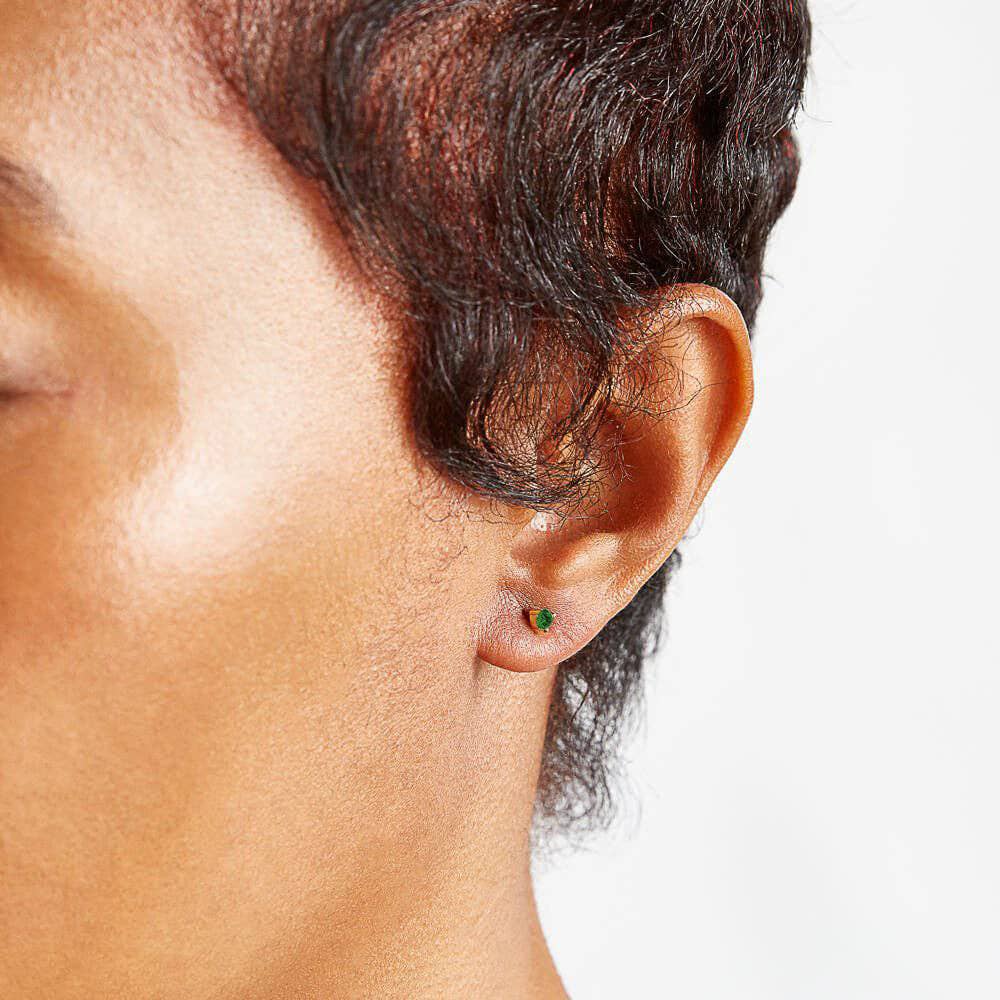 Green CZ Round Stud Earrings - Proper