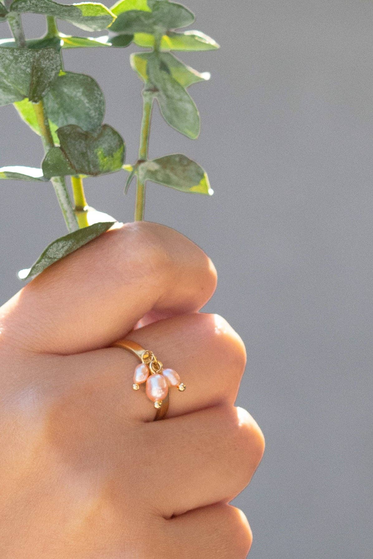 Emily Charm Ring - 18K Gold Plated + Fresh Water Pink Pearl - Proper