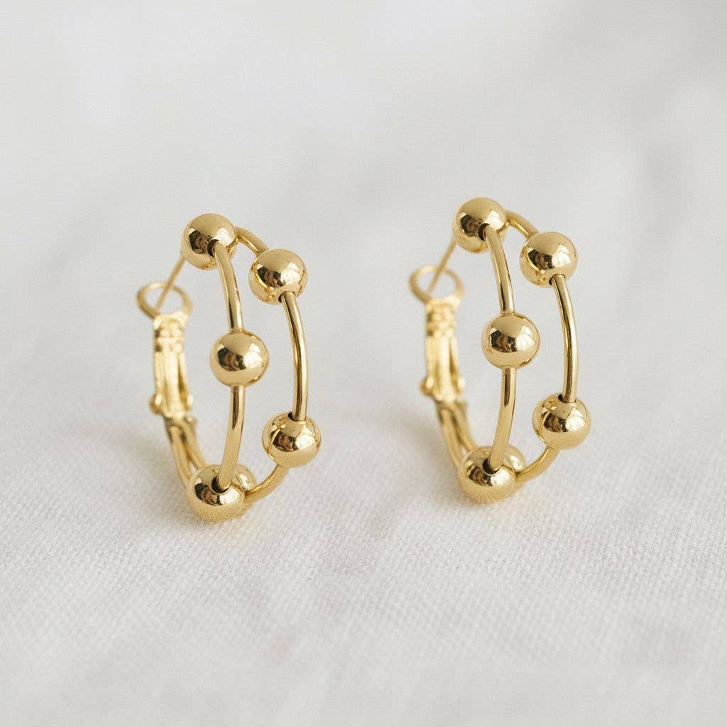 Double Beaded Hoop Earrings