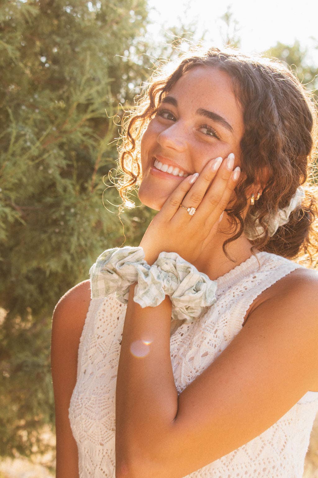 Sage Gingham Jumbo Scrunchie - Proper