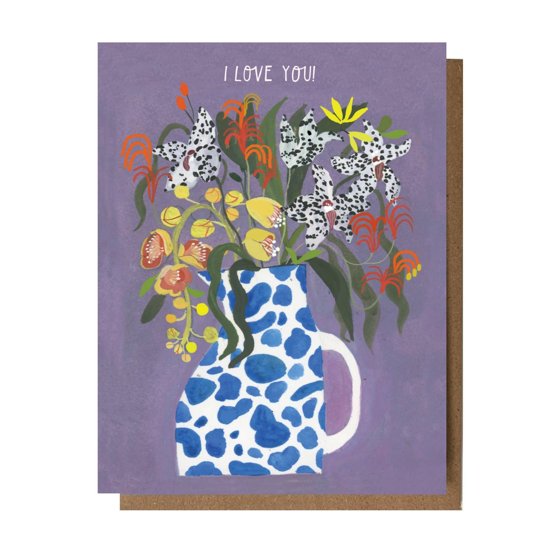 I Love You Cow Lily Greeting Card - Proper