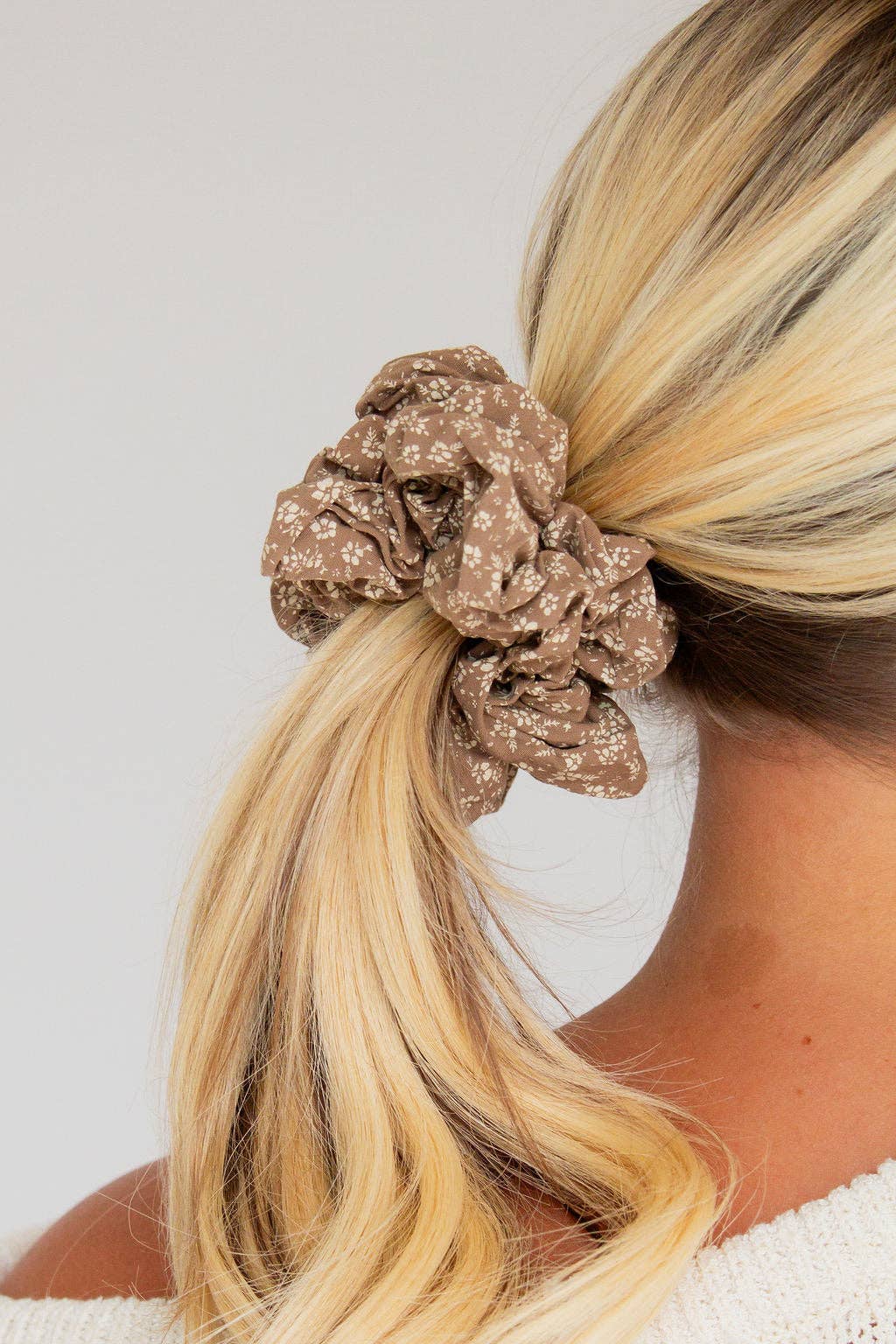 Neutral Floral Jumbo Scrunchie