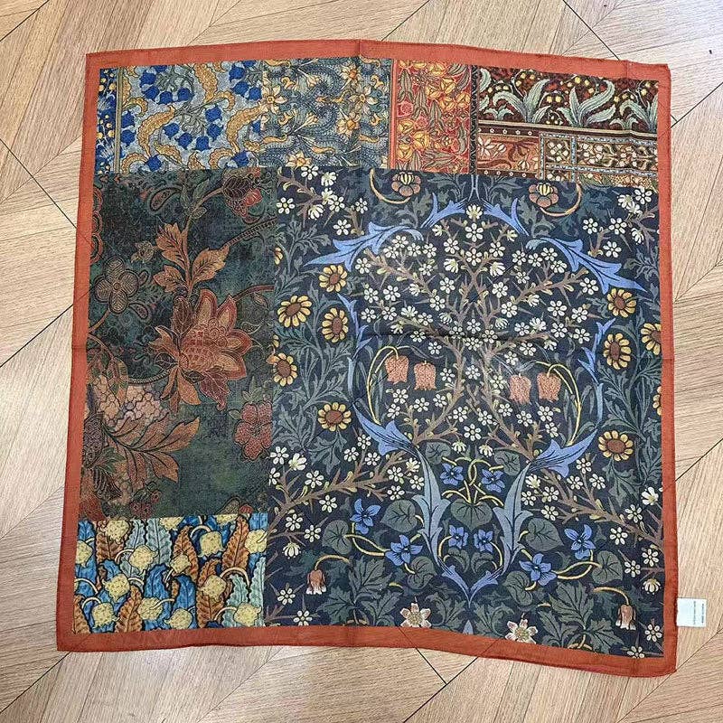 Vintage Collage Print Silk Square Scarf DP25G461 - Proper