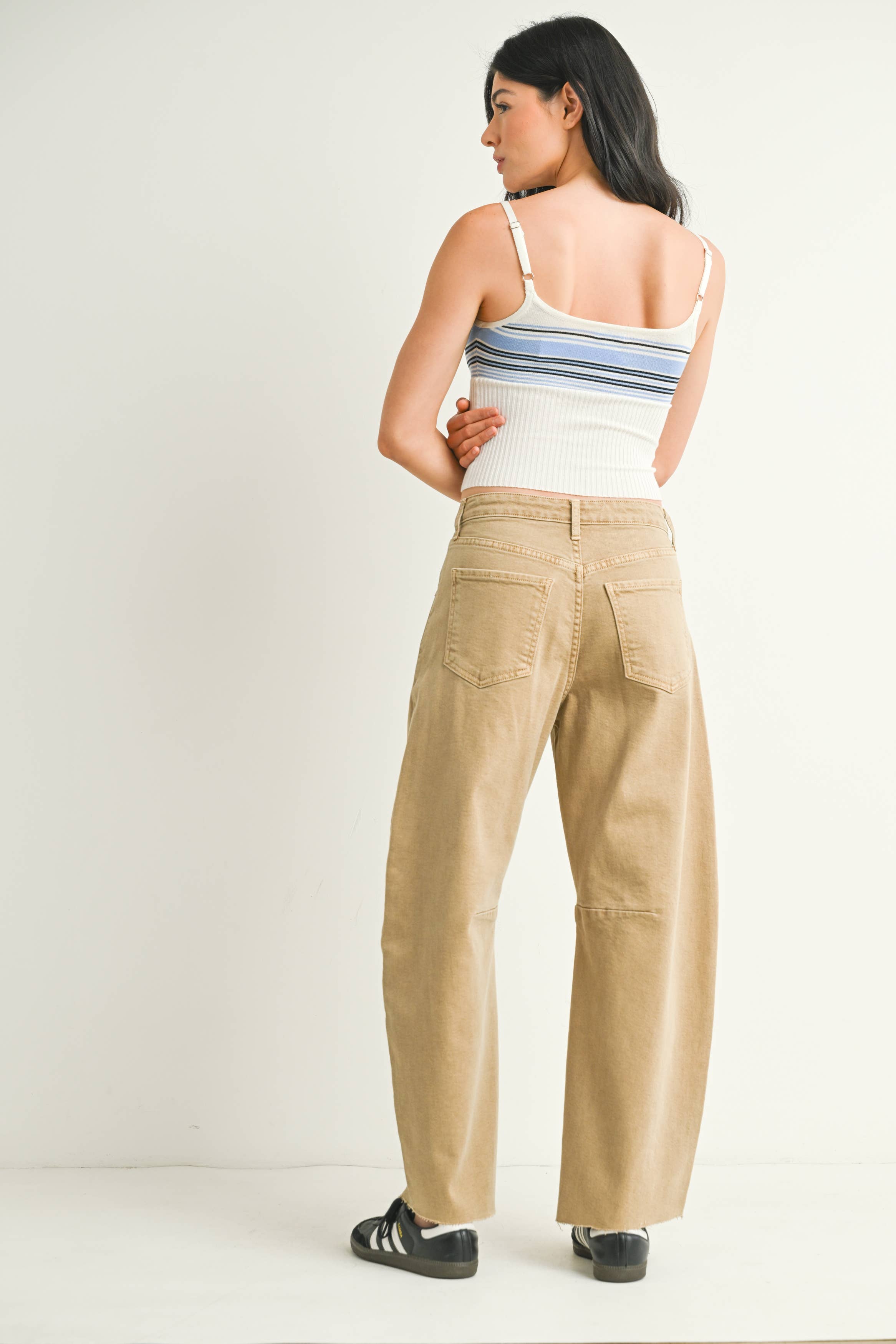 Khaki Barrel Jean with Seams - Proper