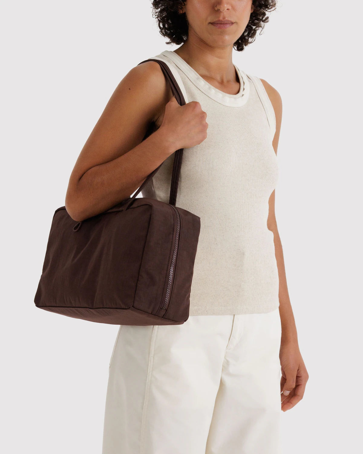 Medium Nylon Bowler Bag - Coffee - Proper
