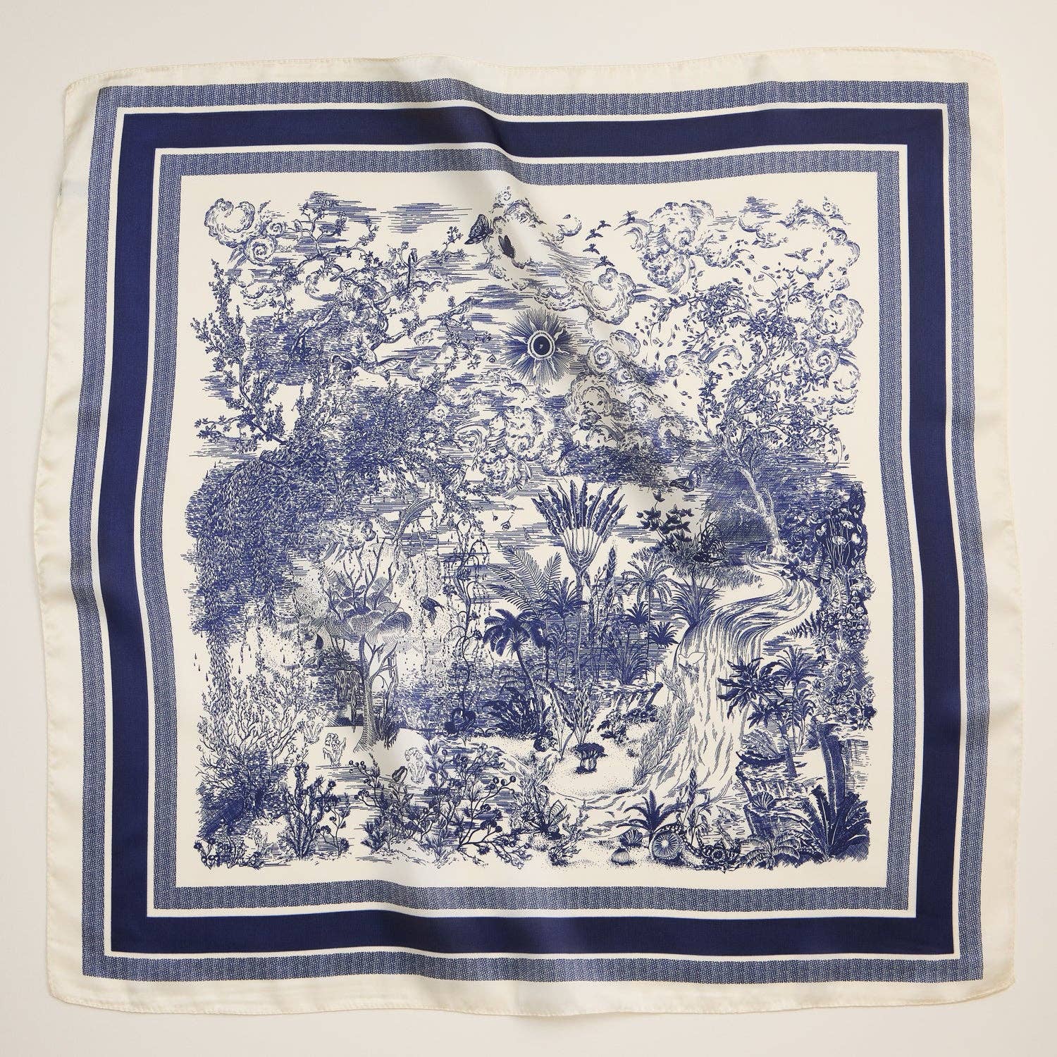 Vintage-Inspired Toile Print Silky Scarf - Proper