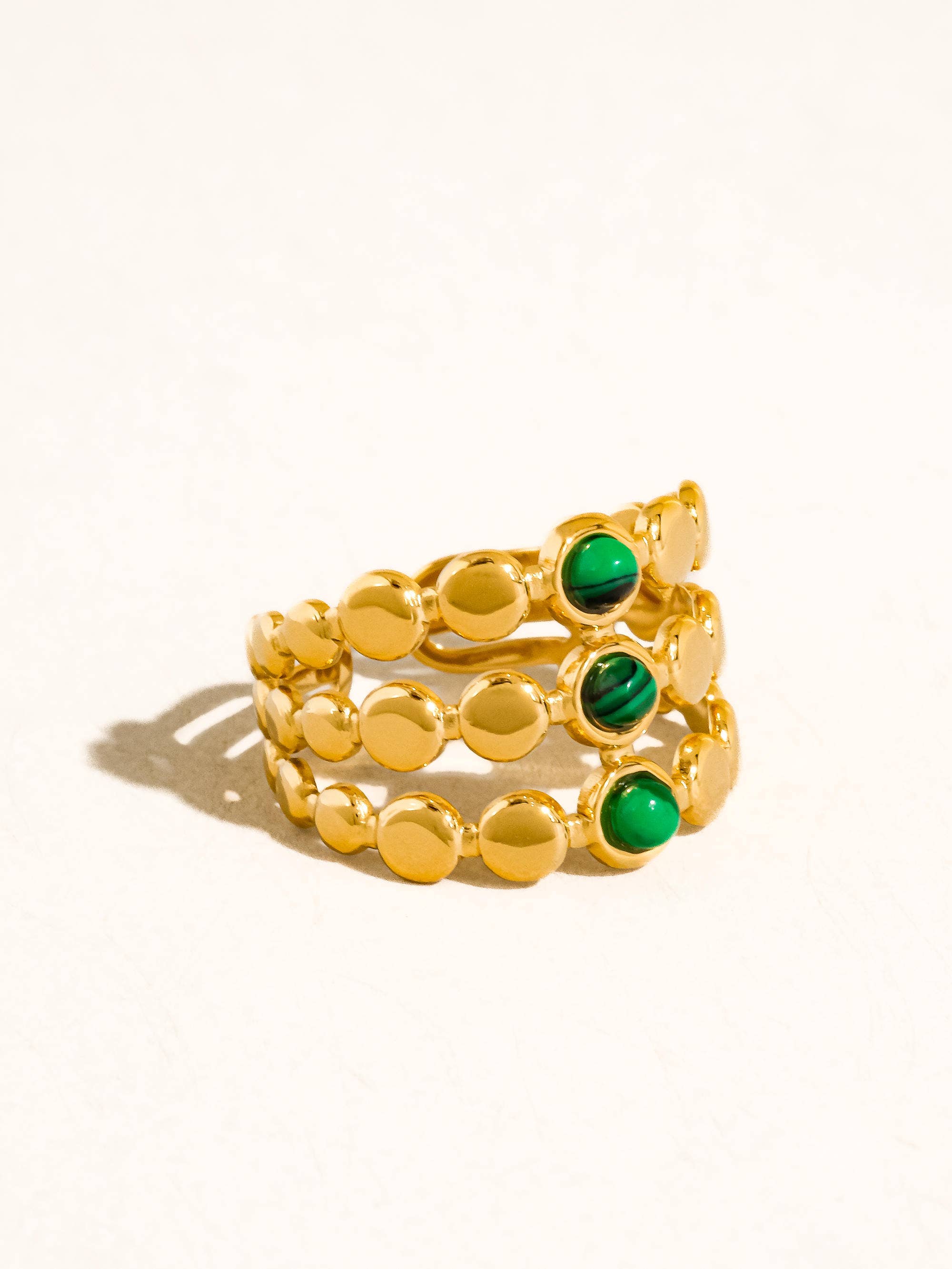 Quest 18K Gold Non-Tarnish Stone Beaded Ring - Proper