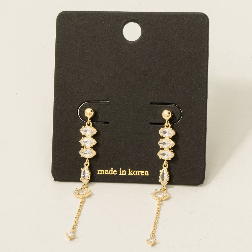 Cz Oval Gem Chain Dangle Earrings - Proper