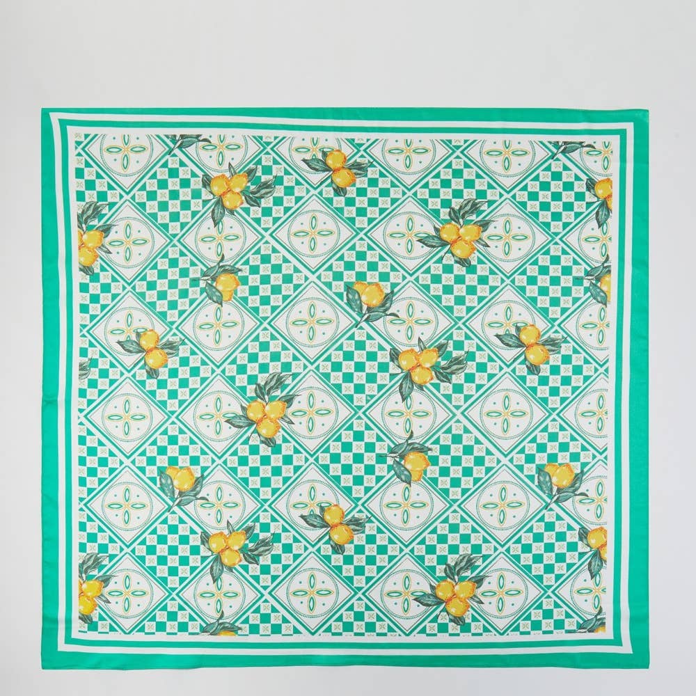 Mosaic Lemon Print Square Bandana Scarf - Proper