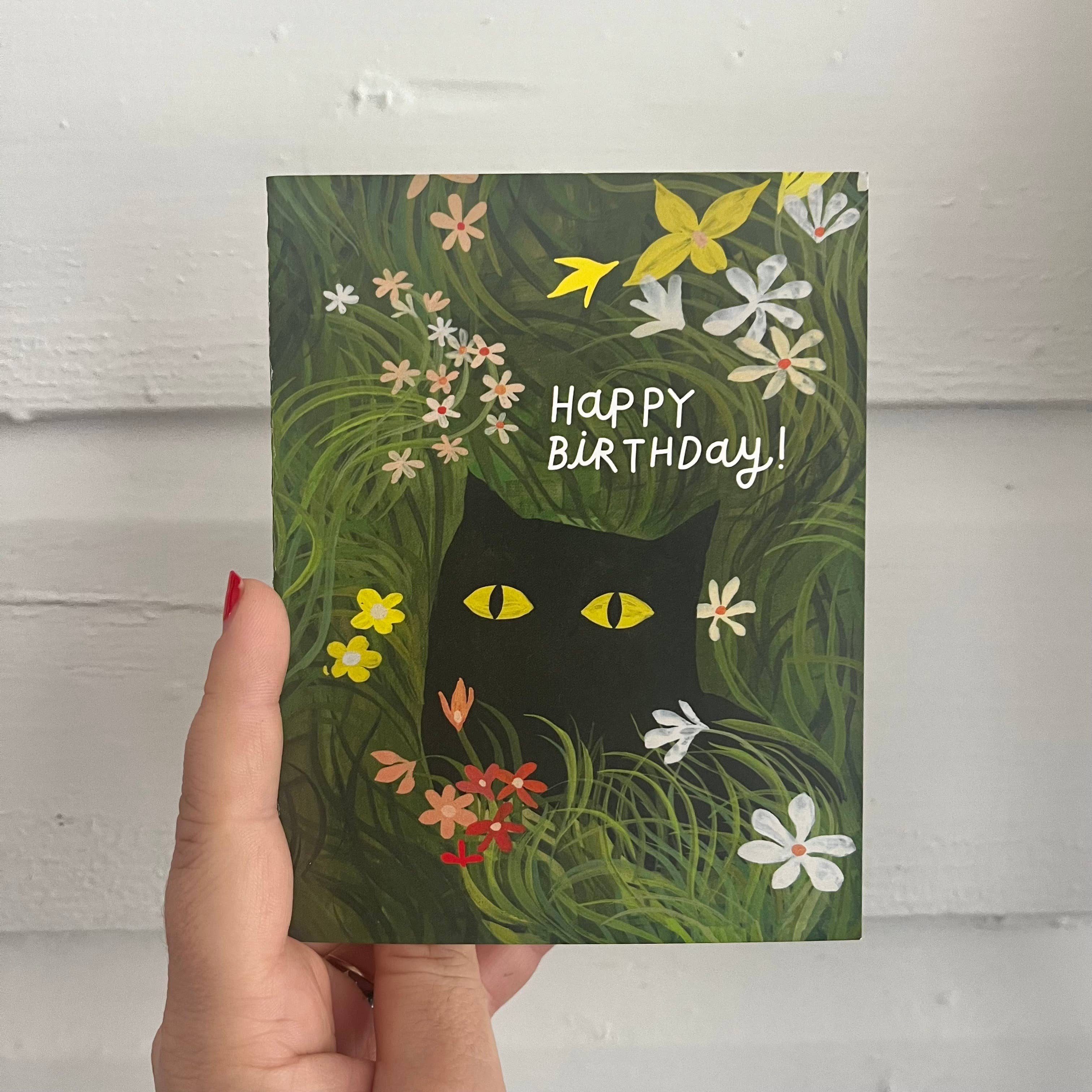 Flower Kitty Birthday Card - Proper