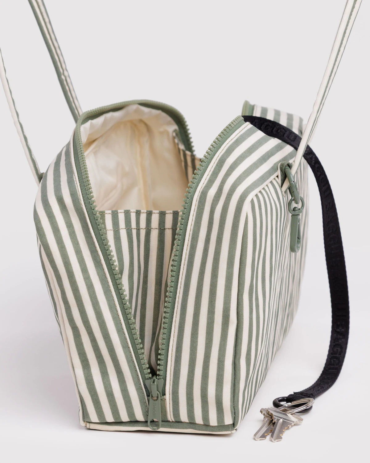 Baggu Nylon Bowler Bag - Sage Stripe - Proper