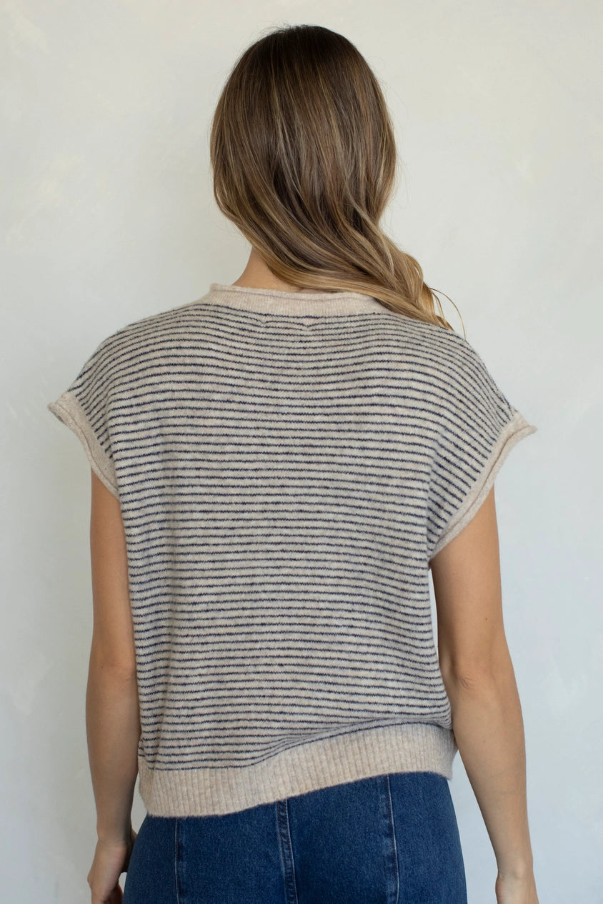 Striped Piper Vest Cardigan