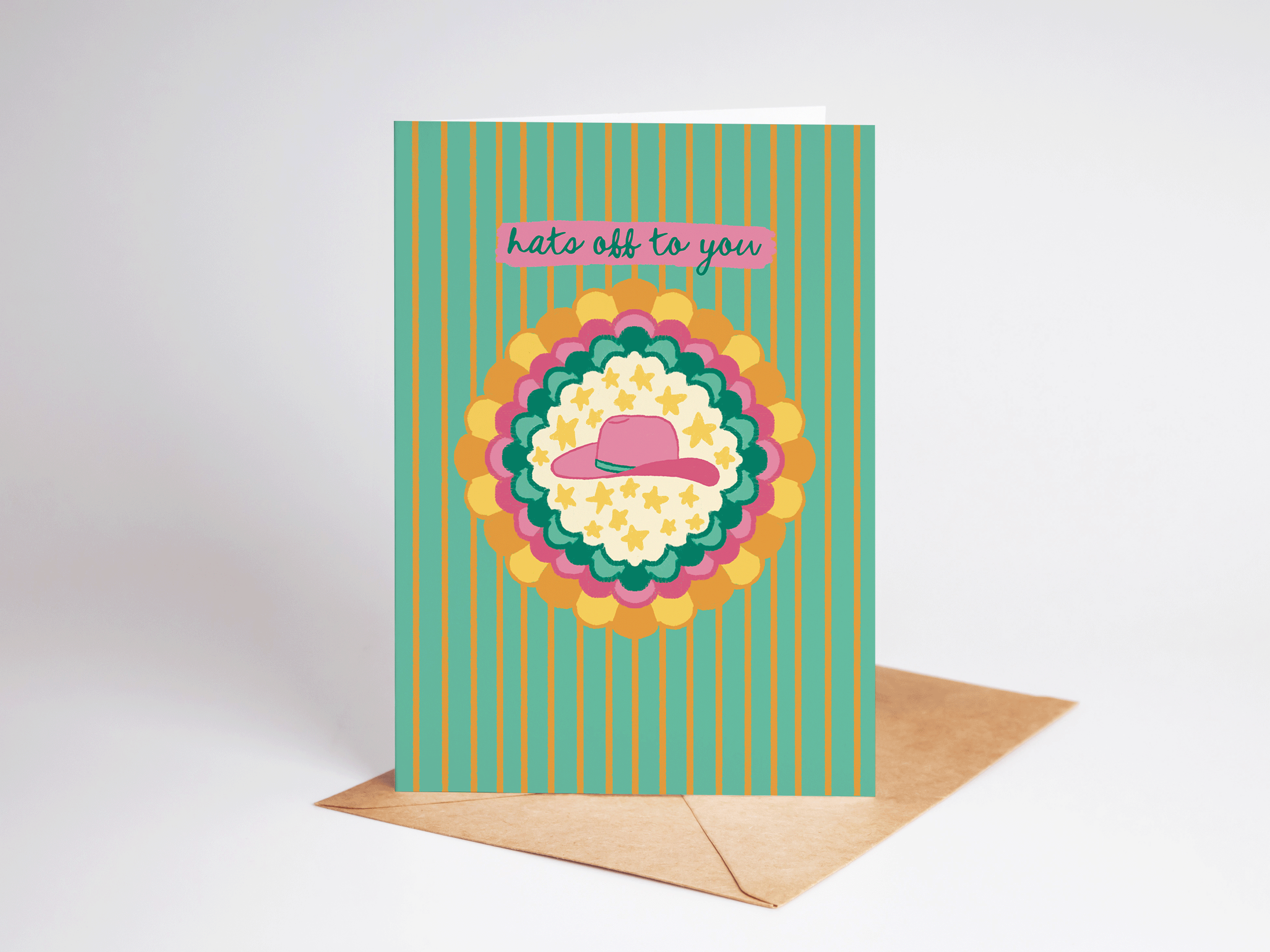 Hats Off To You Cowboy Hat Western Striped Greeting Card - Proper