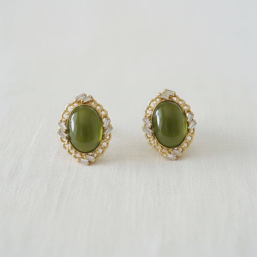 Green Cats Eye Earrings
