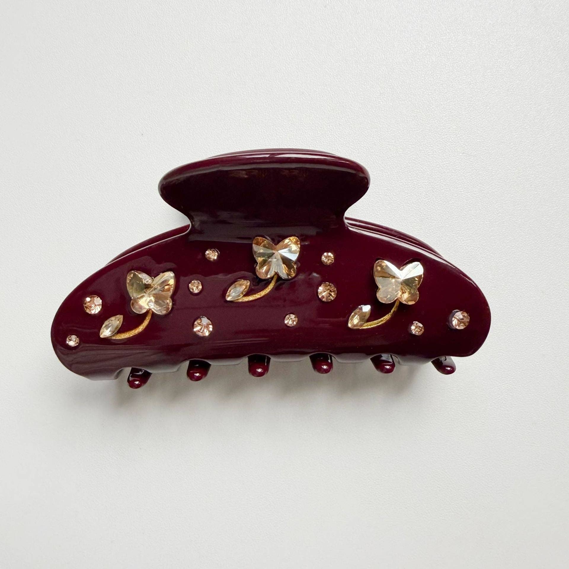 Rhinestone Flower Acetate Hair Claw Clip