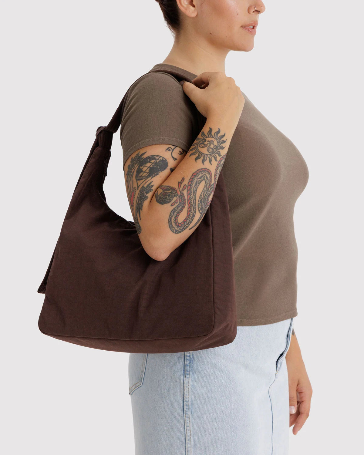 Nylon Shoulder Bag - Coffee - Proper