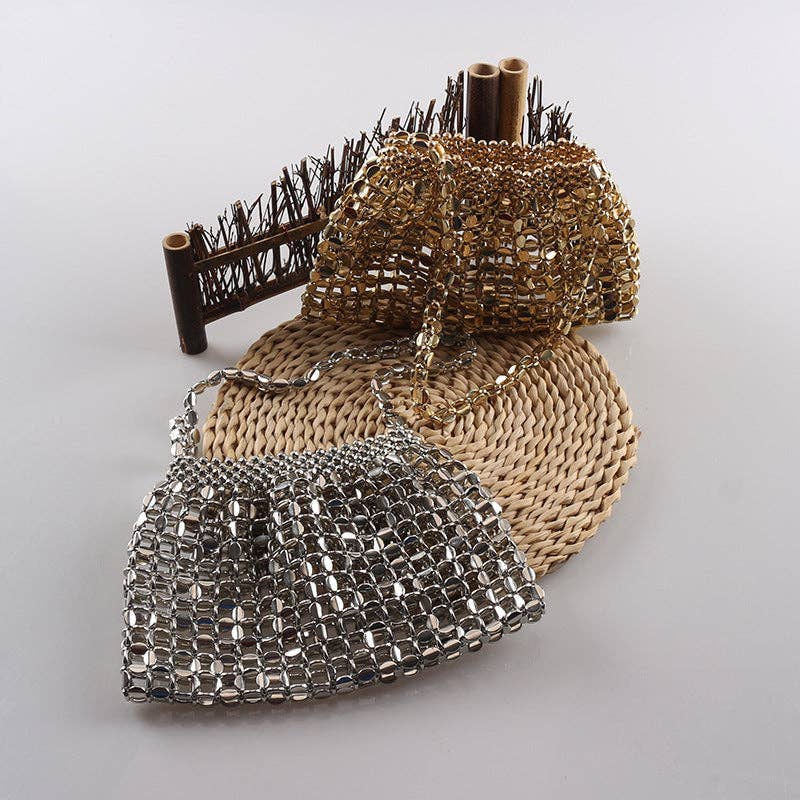 Simple Hollow Out Handmade Beaded Handbag 8AC6BBG53 - Proper