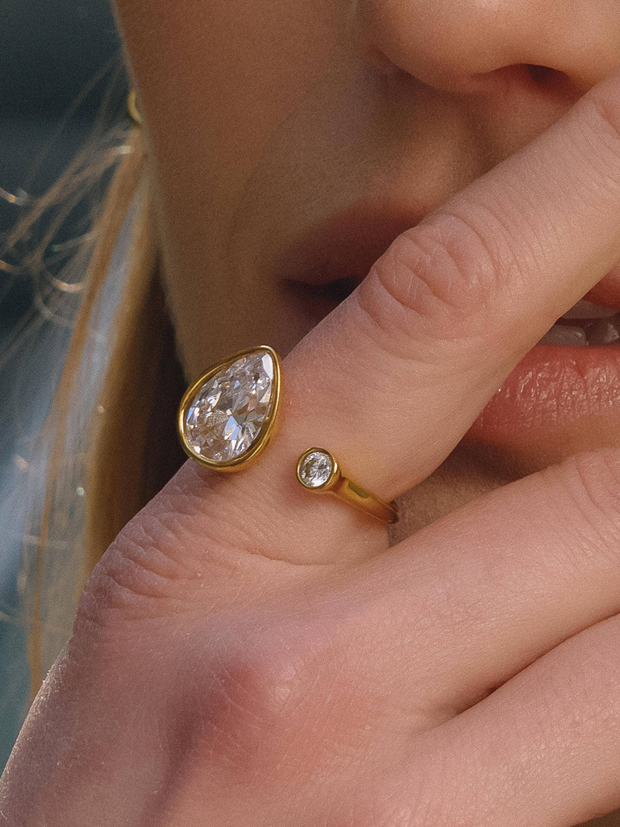 Kellan 18K Gold Non-Tarnish Tarnish CZ Open Ring - Proper