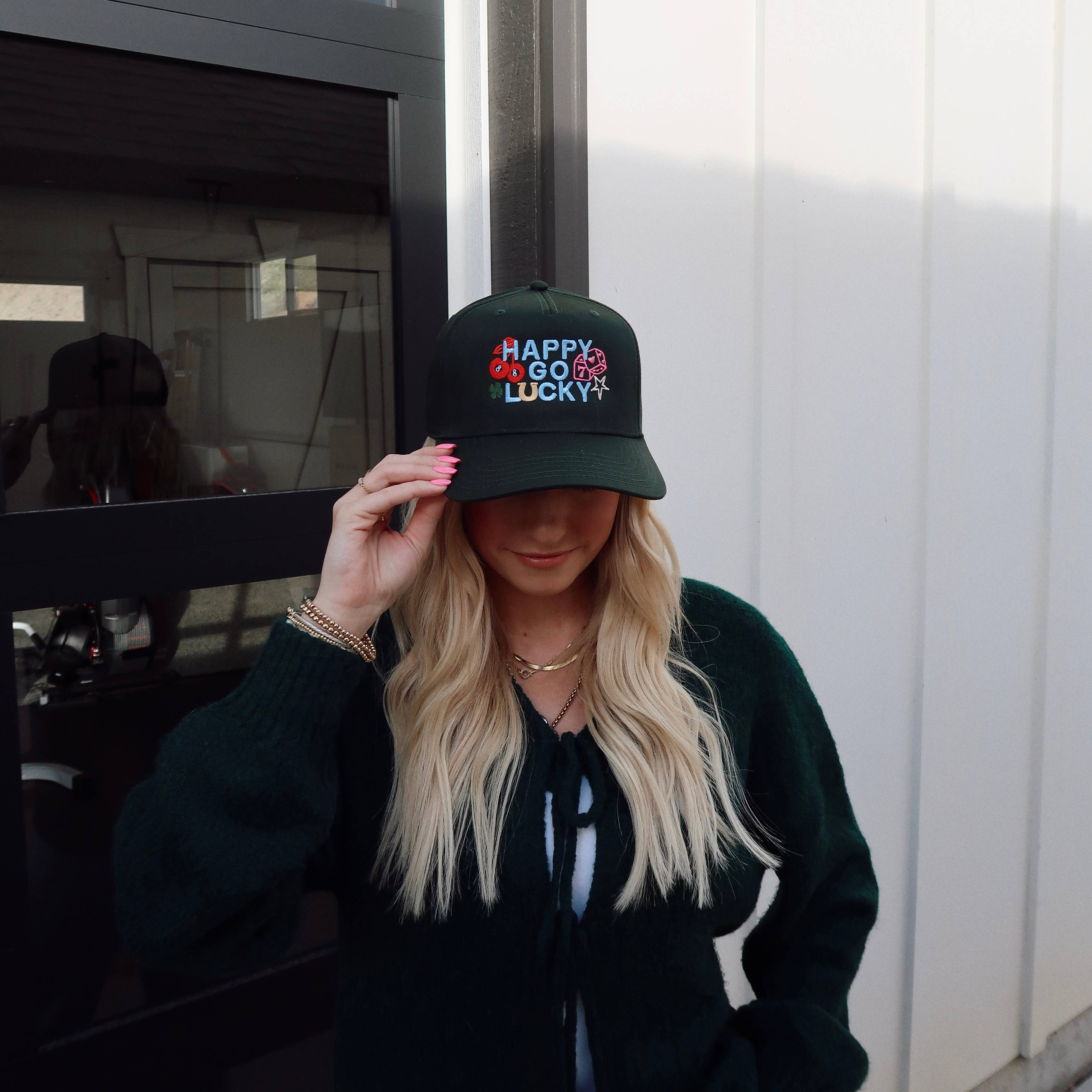 Happy Go Lucky Embroidered Hat