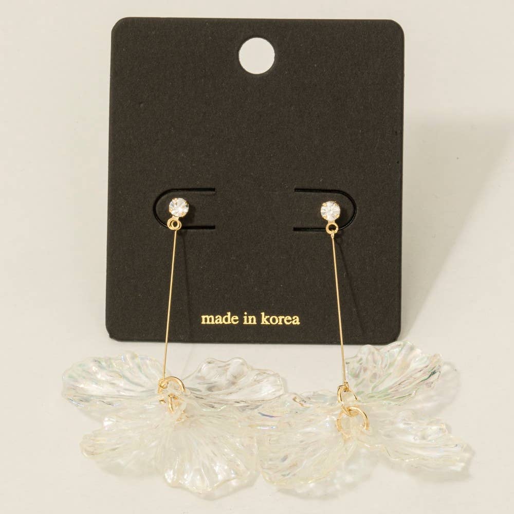 Iridescent Flower Petals Bar Dangle Earrings - Proper