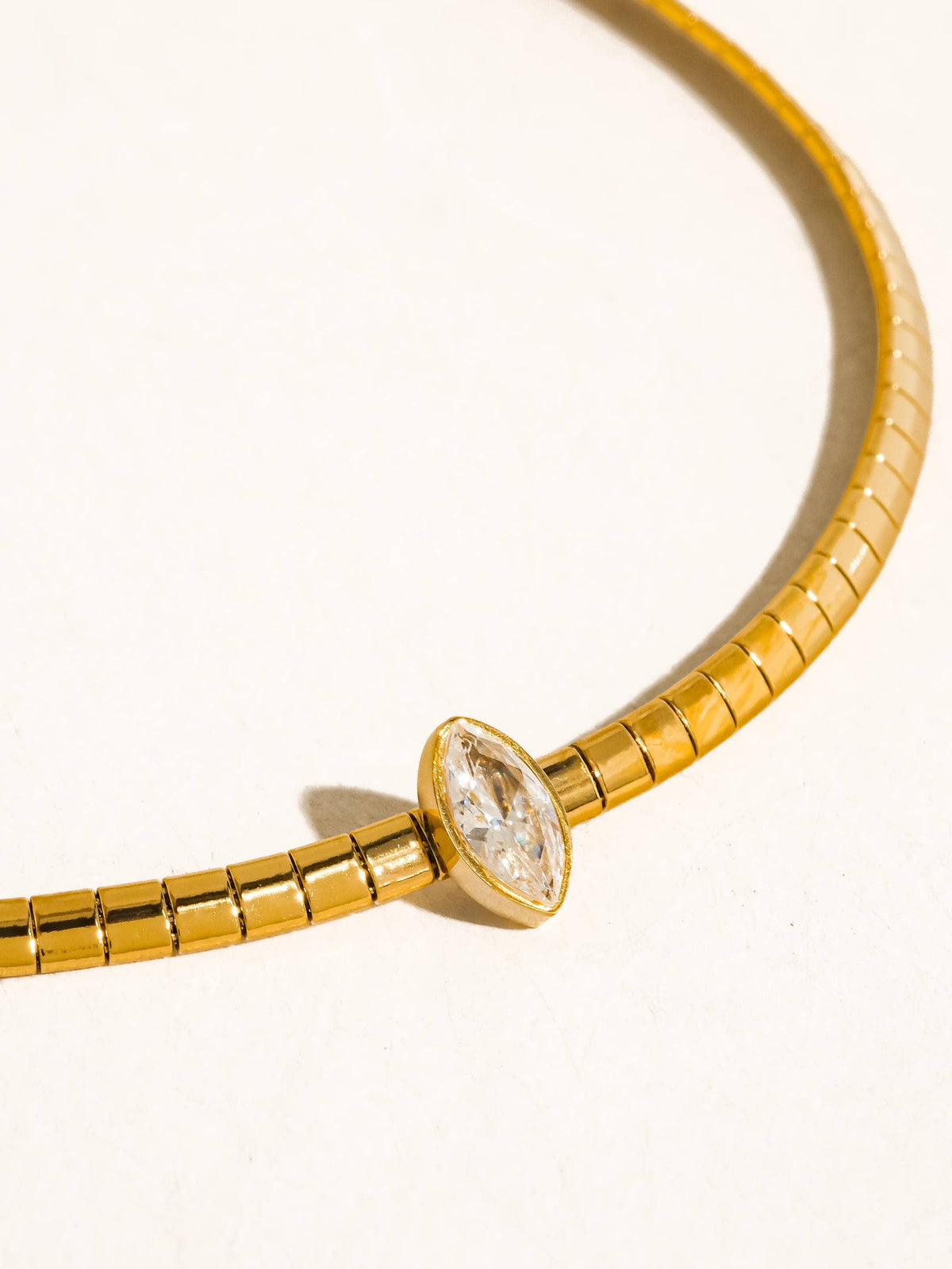 Wynter 18K Gold Non-Tarnish Marquise CZ Box Chain Choker - Proper