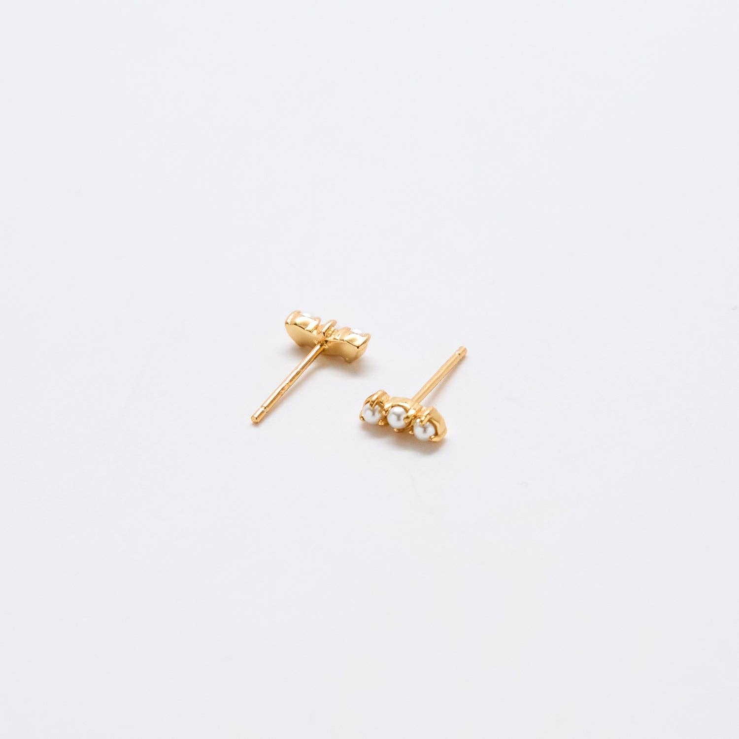 Gold Pearl Bar Earrings - Proper