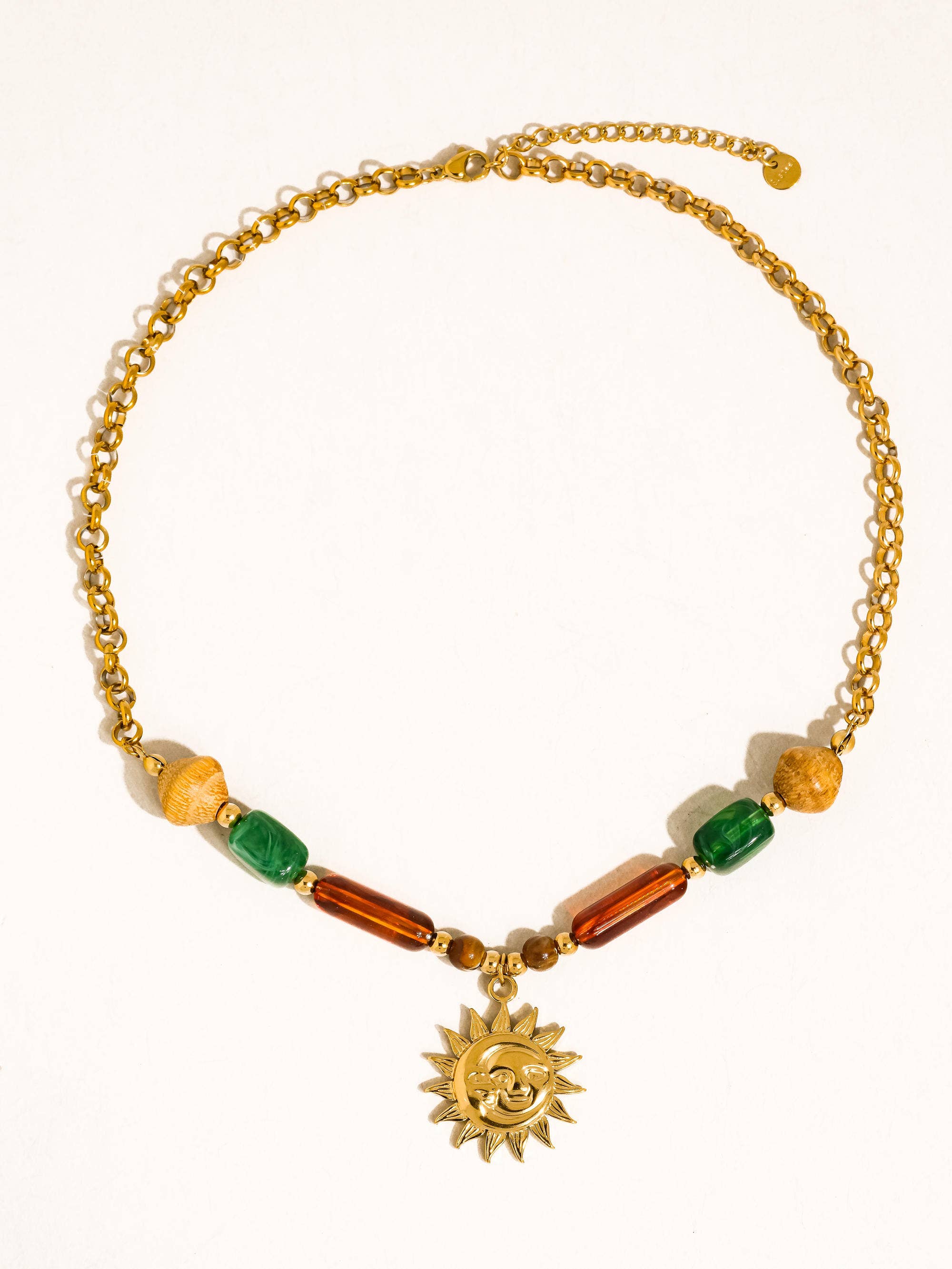 Brisa 18K Gold Non-Tarnish Beaded Sun Pendant Necklace - Proper