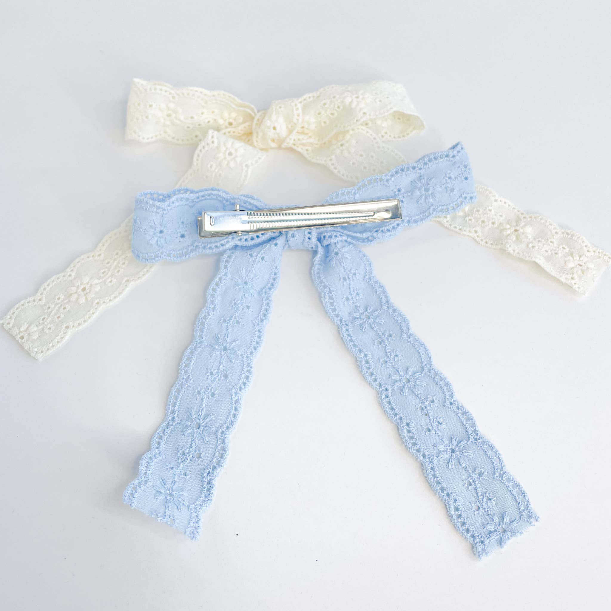 Floral Eyelet Ribbon Bow Clip - Proper