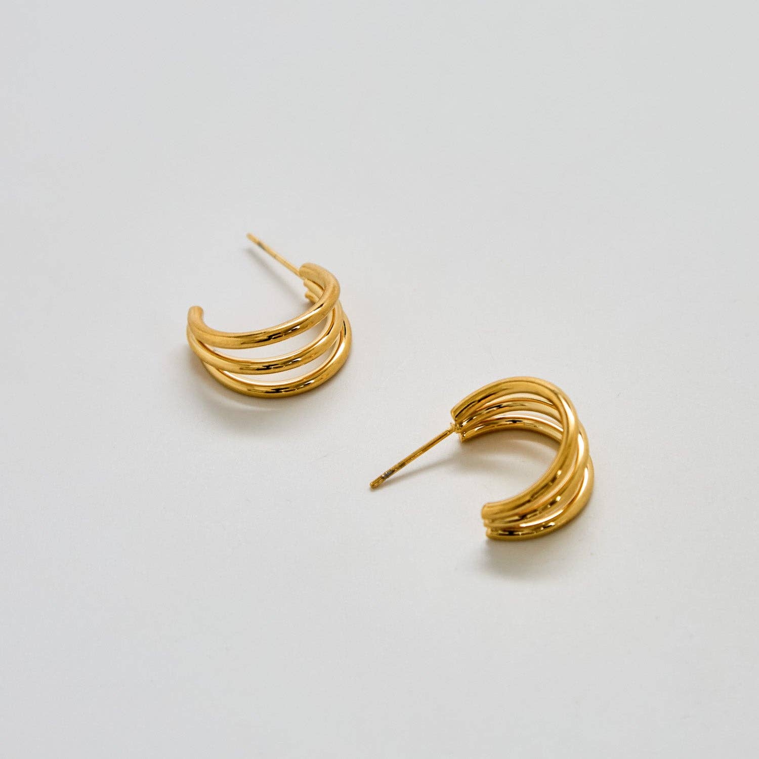 Triple Arc Gold Hoop Earrings - Proper