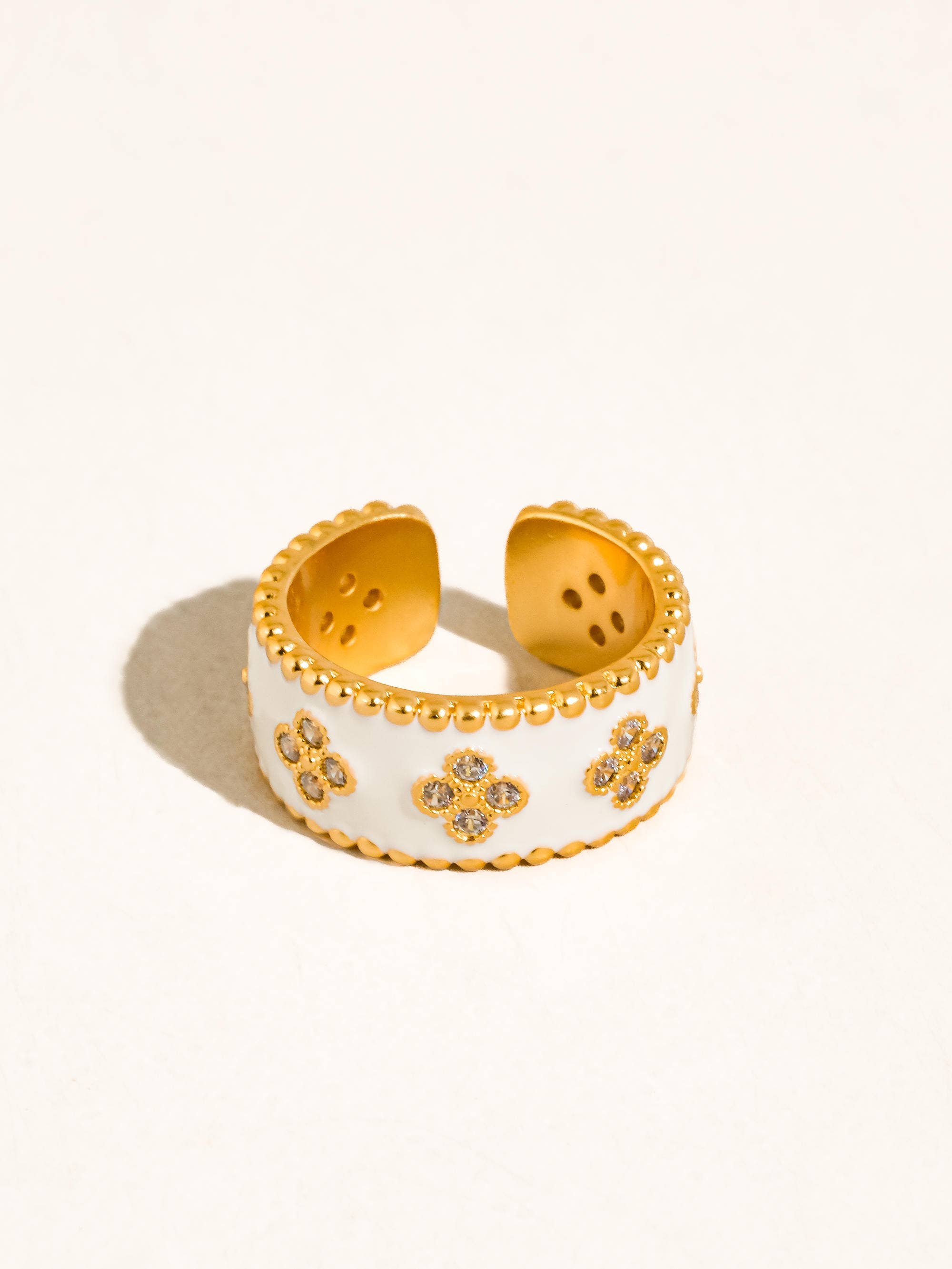Satin Enamel Floral Band Ring