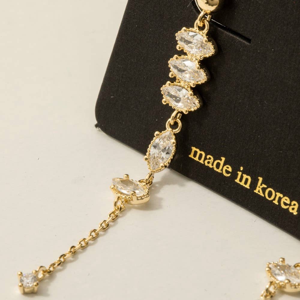 Cz Oval Gem Chain Dangle Earrings - Proper