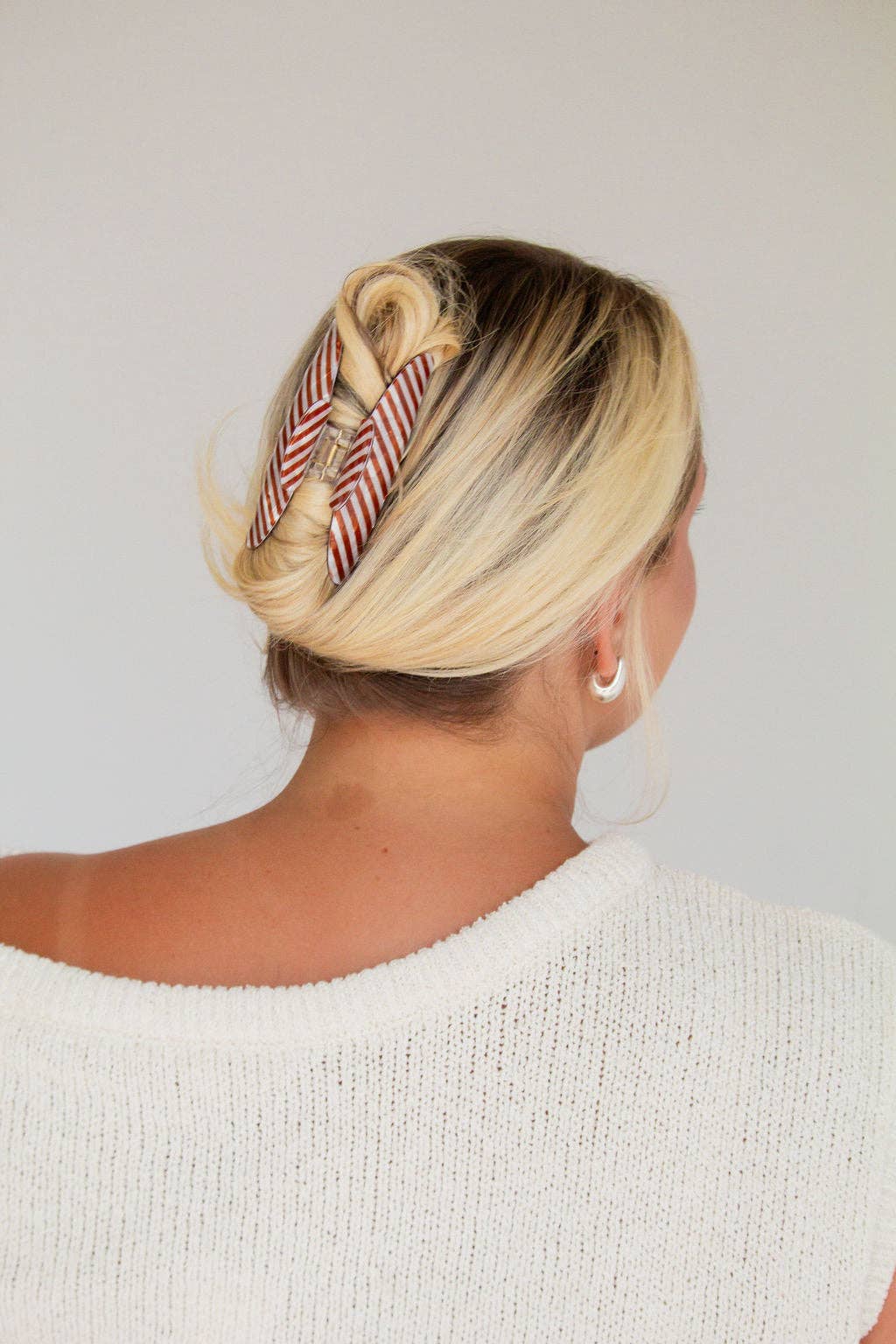 Toffee Striped Claw Clip