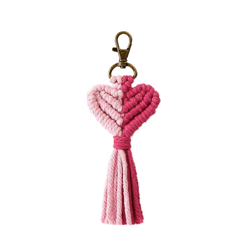 Macrame Heart Two Toned Tassel Keychain - Proper