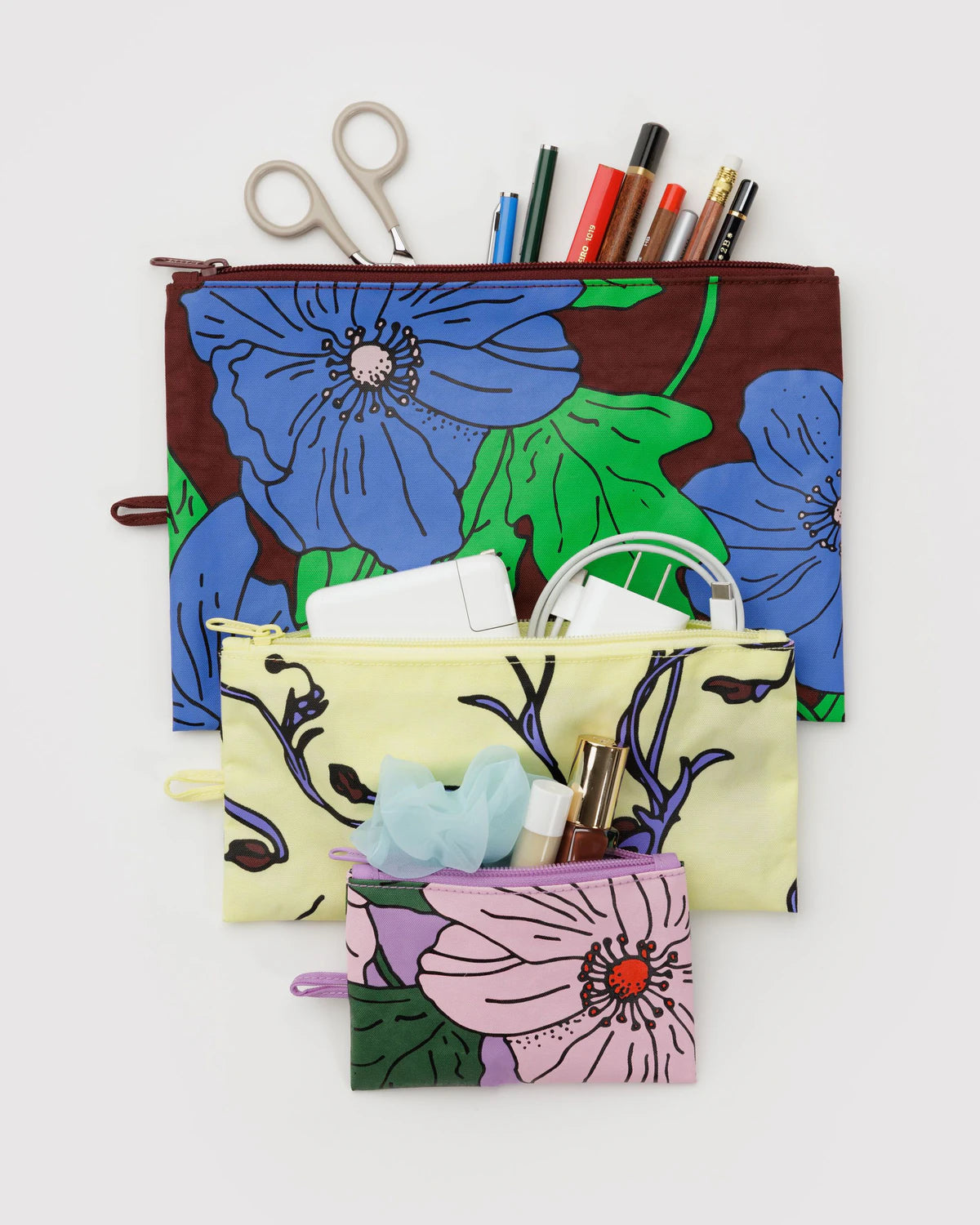 Baggu Flat Pouch Set - Poppy Mix