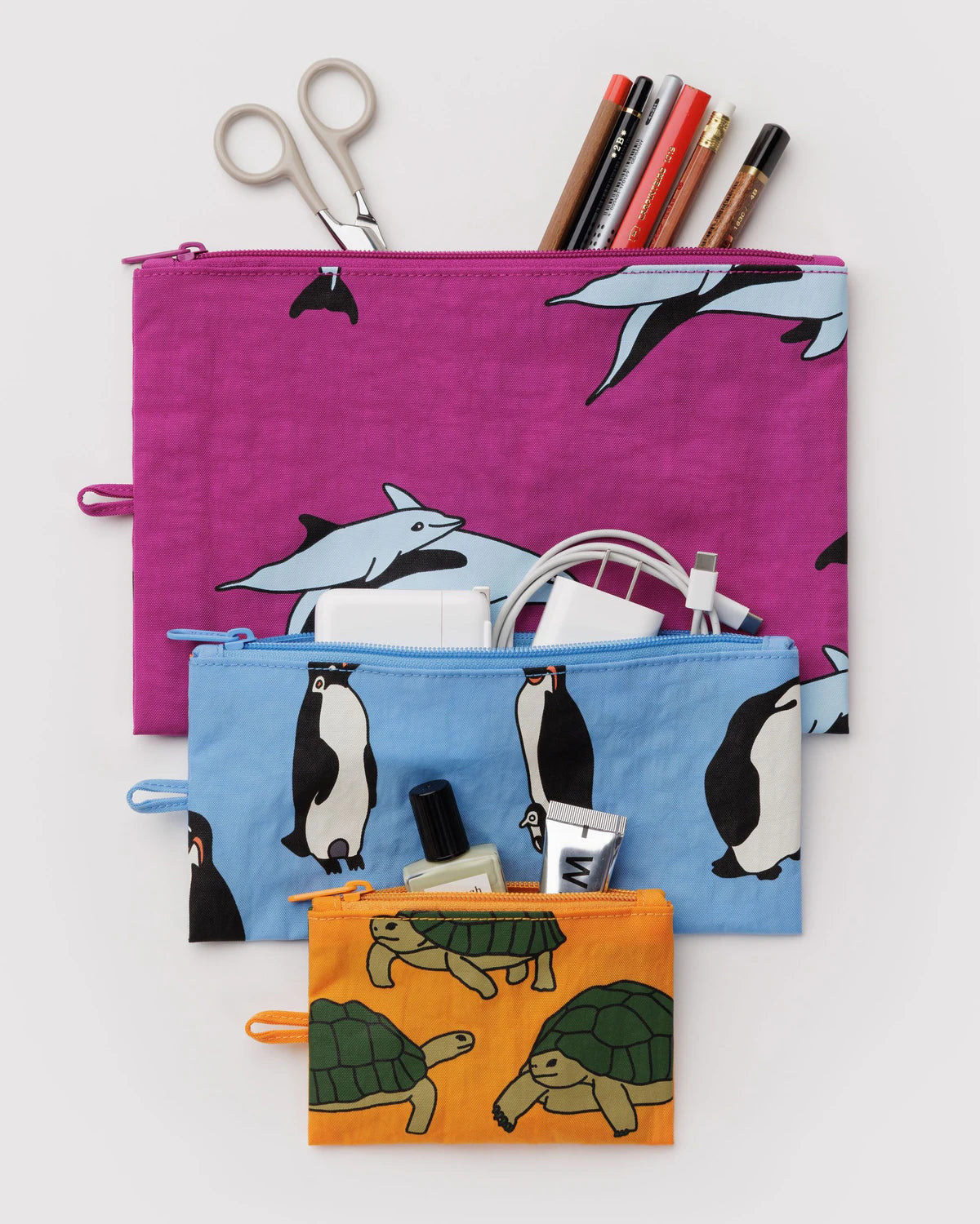 Baggu Flat Pouch Set - Vacation Animals - Proper