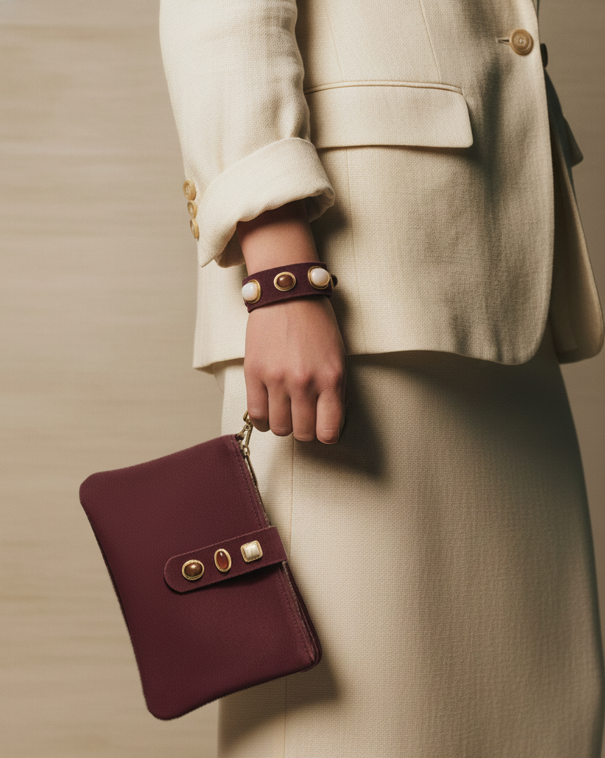 Gemstone Suede Wristlet