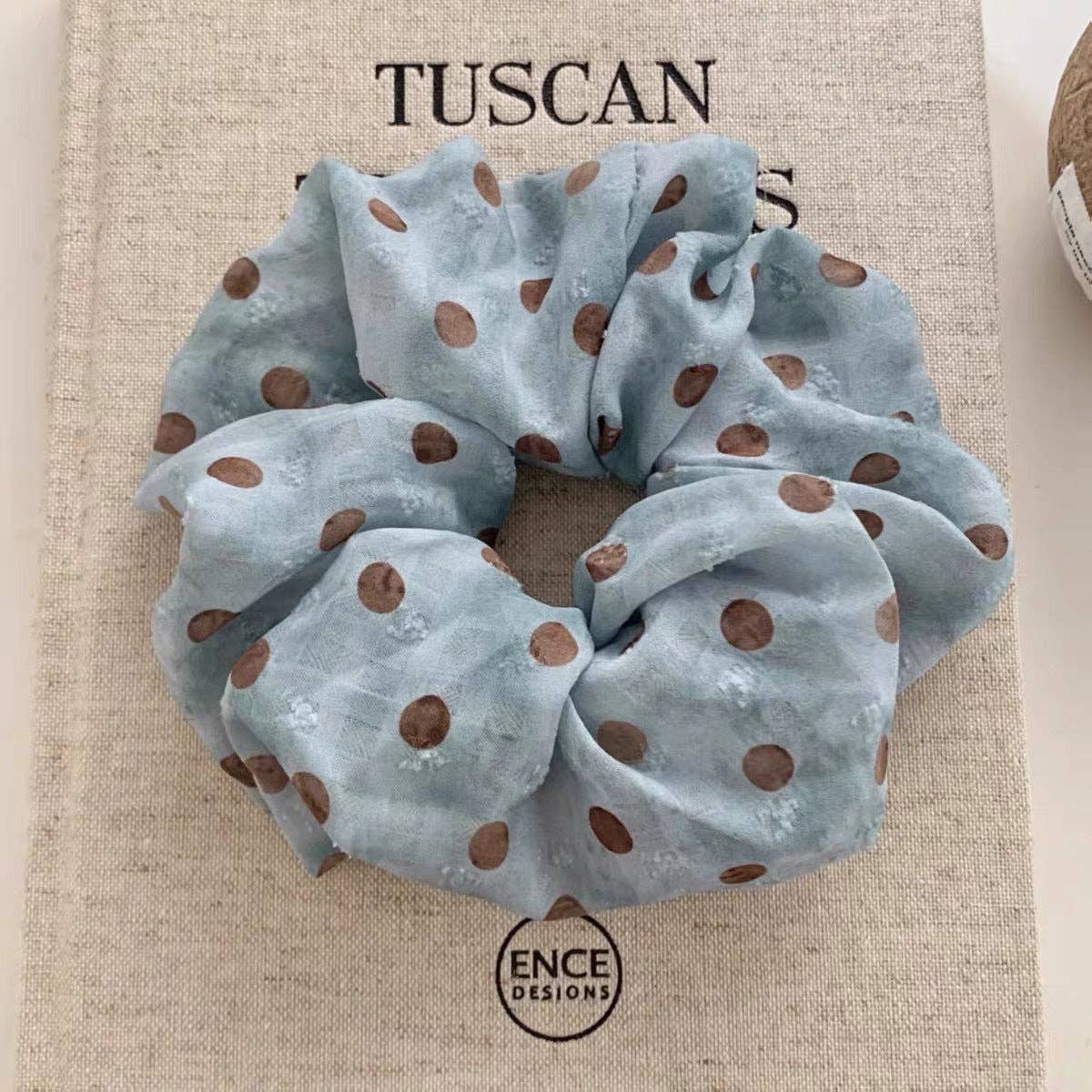 Blue Polka Dot Scrunchie