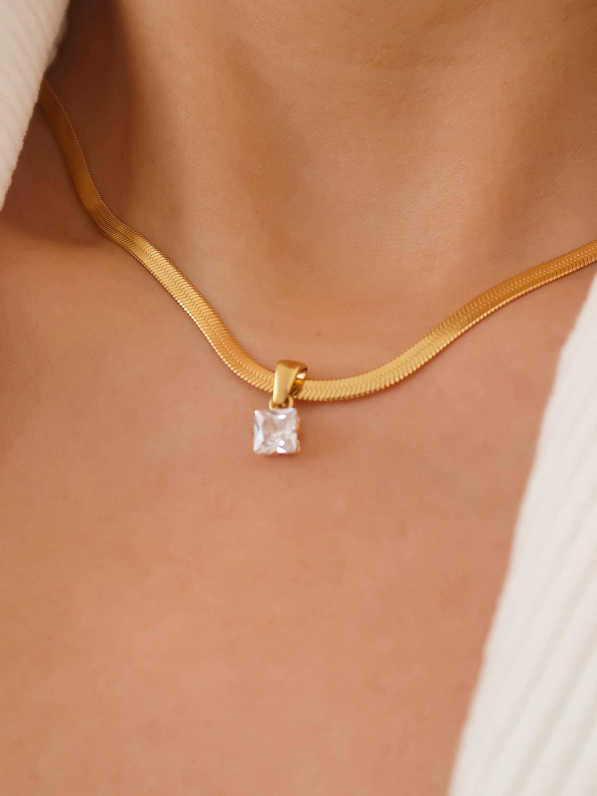 Blanc CZ Snake Chain Necklace - Proper