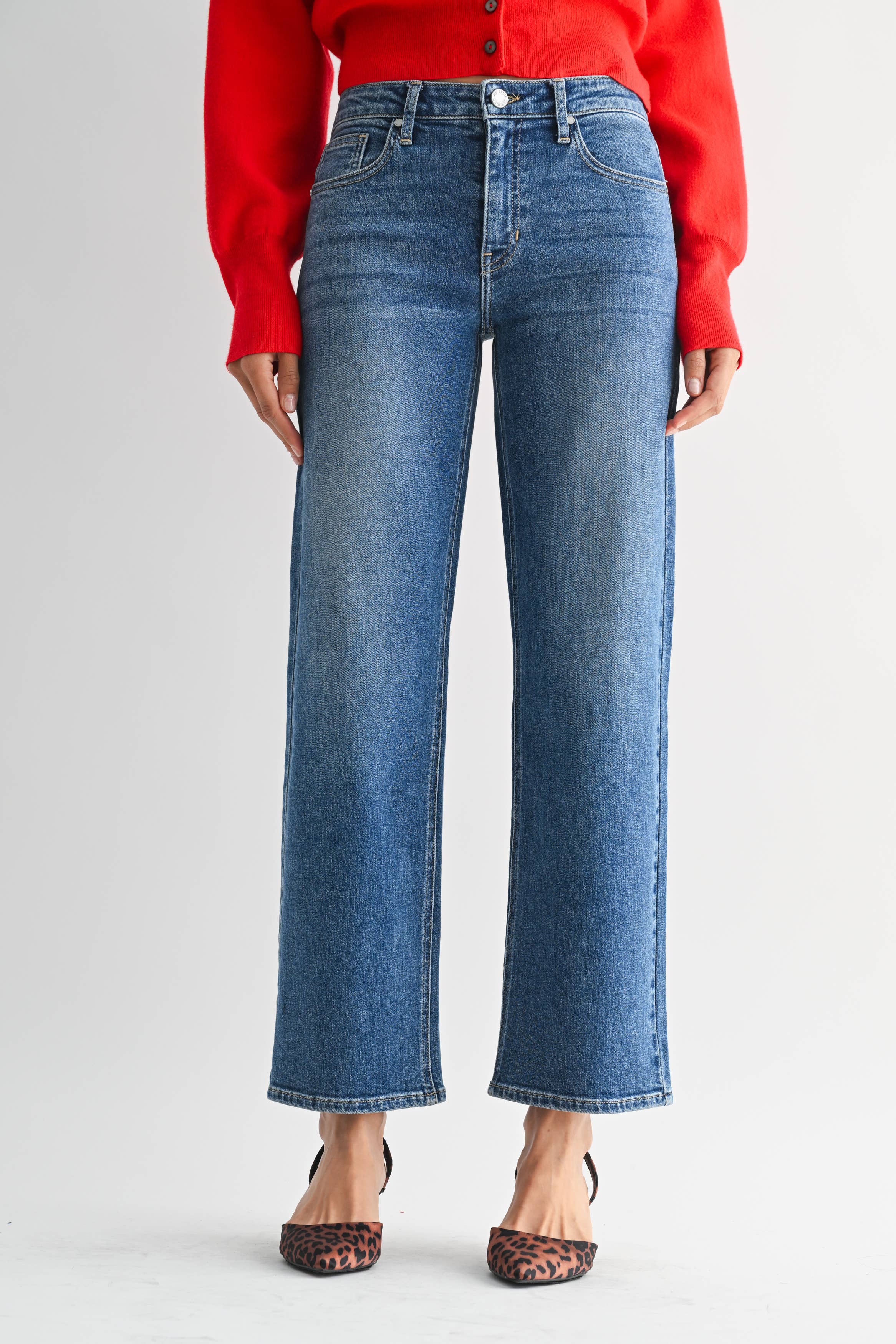 Mid Rise Slim Wide Leg Jeans - Proper