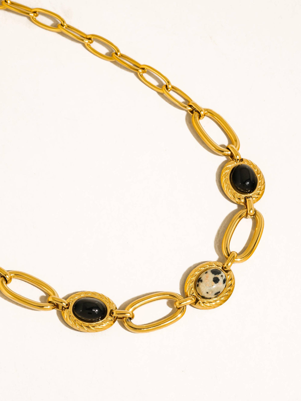 Valence 18K Gold Non-Tarnish Natural Stone Chain Necklace - Proper