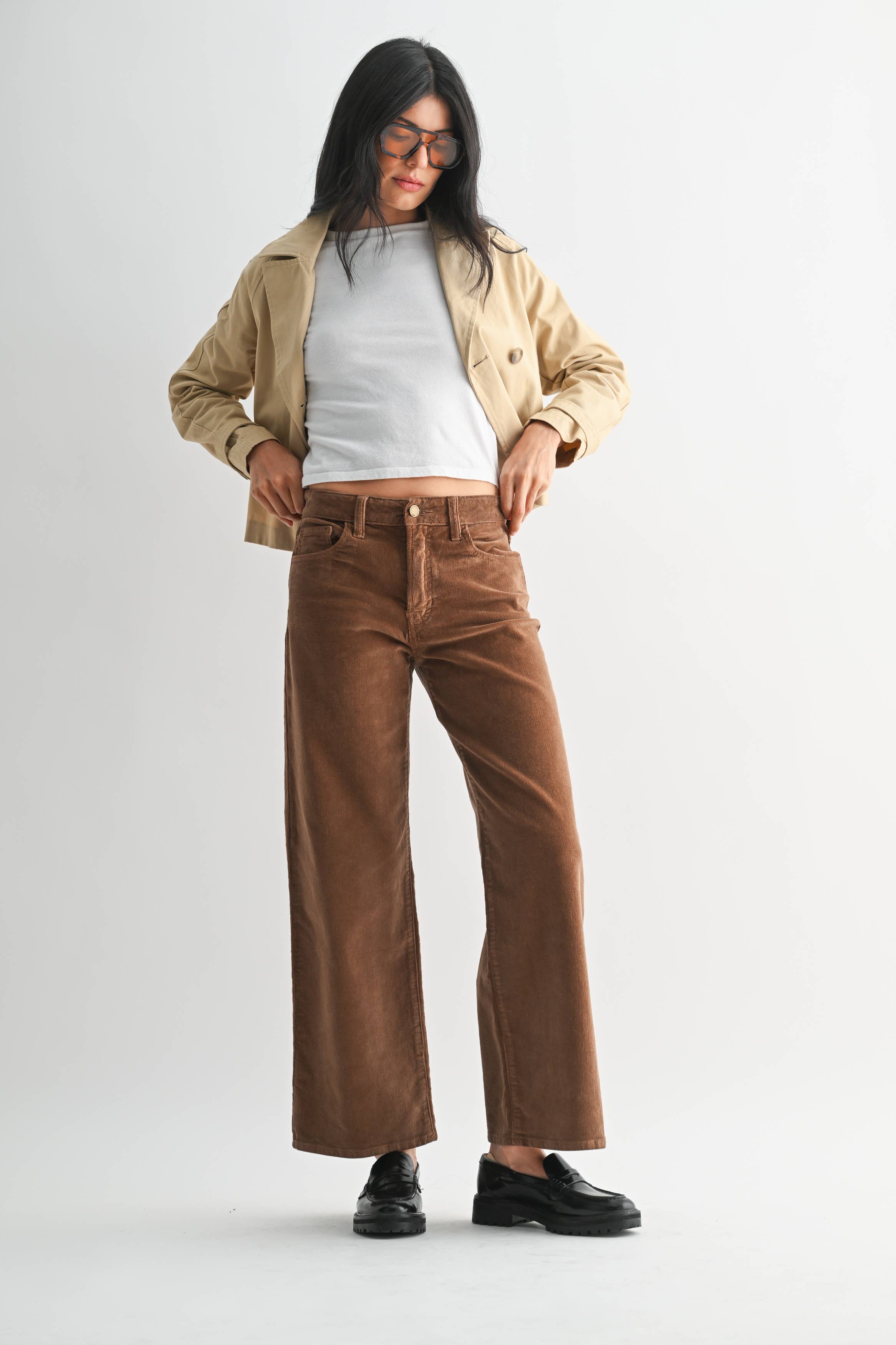 DP500-C - DK KHAKI - Wide Leg Corduroy - Proper