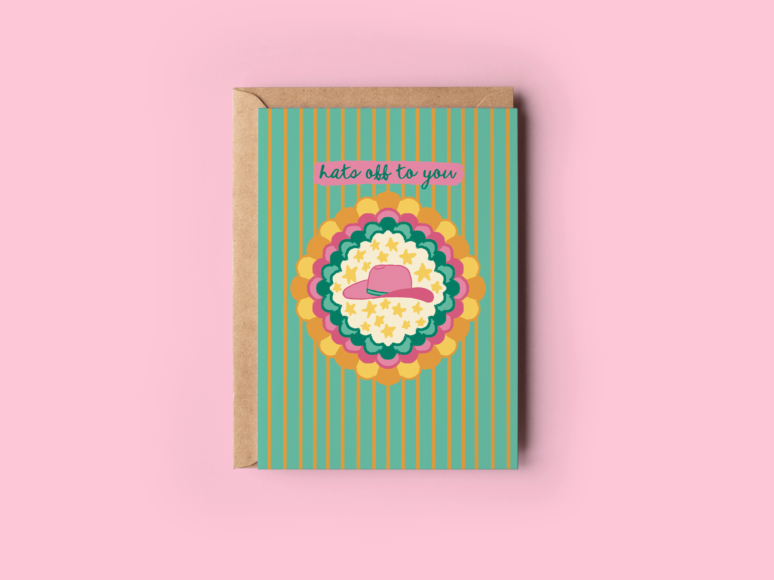 Hats Off To You Cowboy Hat Western Striped Greeting Card - Proper