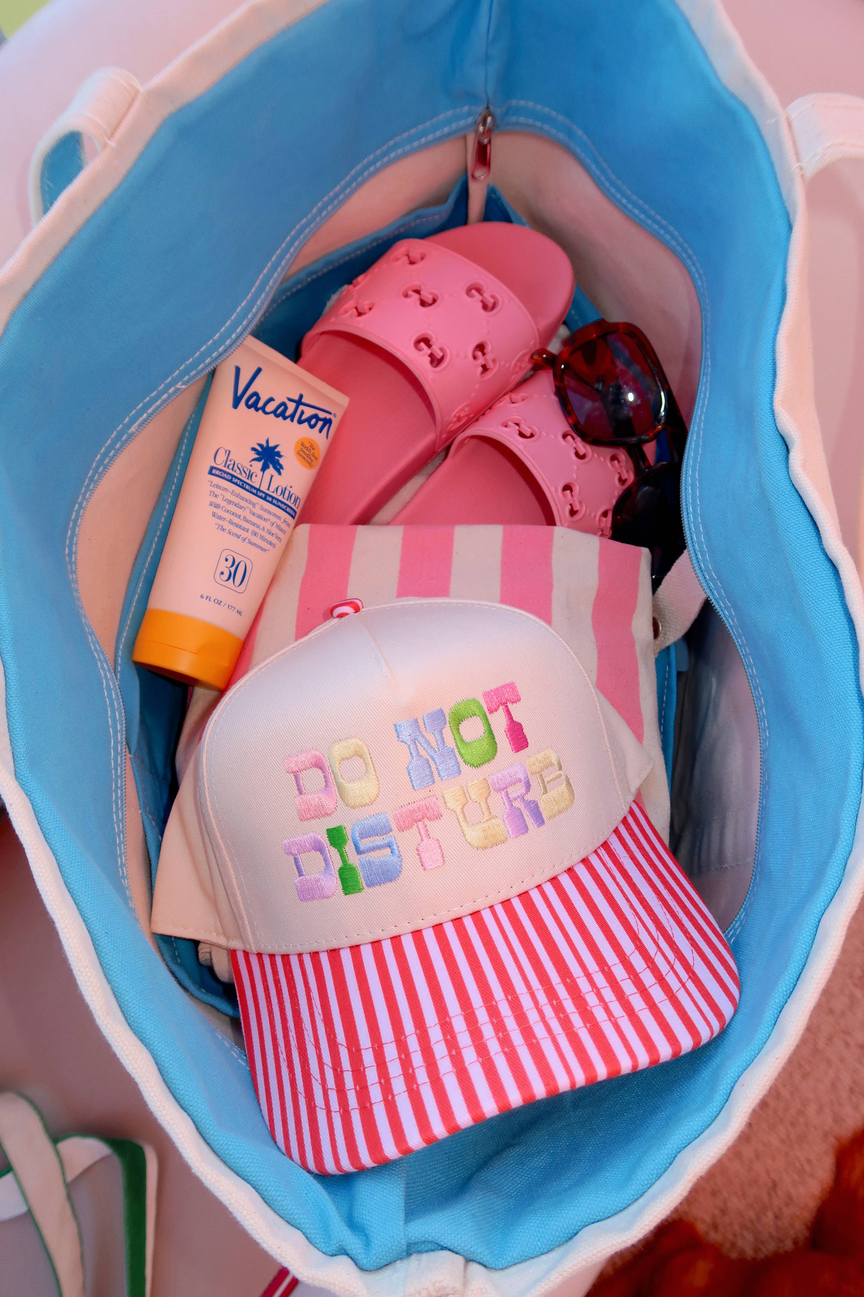Do Not Disturb- Pink Striped Bill Hat